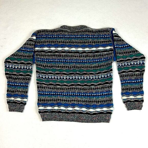 Vintage 90's Concrete Men's Sweater Abstract Knit Multicolor 3-D. Pattern Size L - Picture 2 of 10